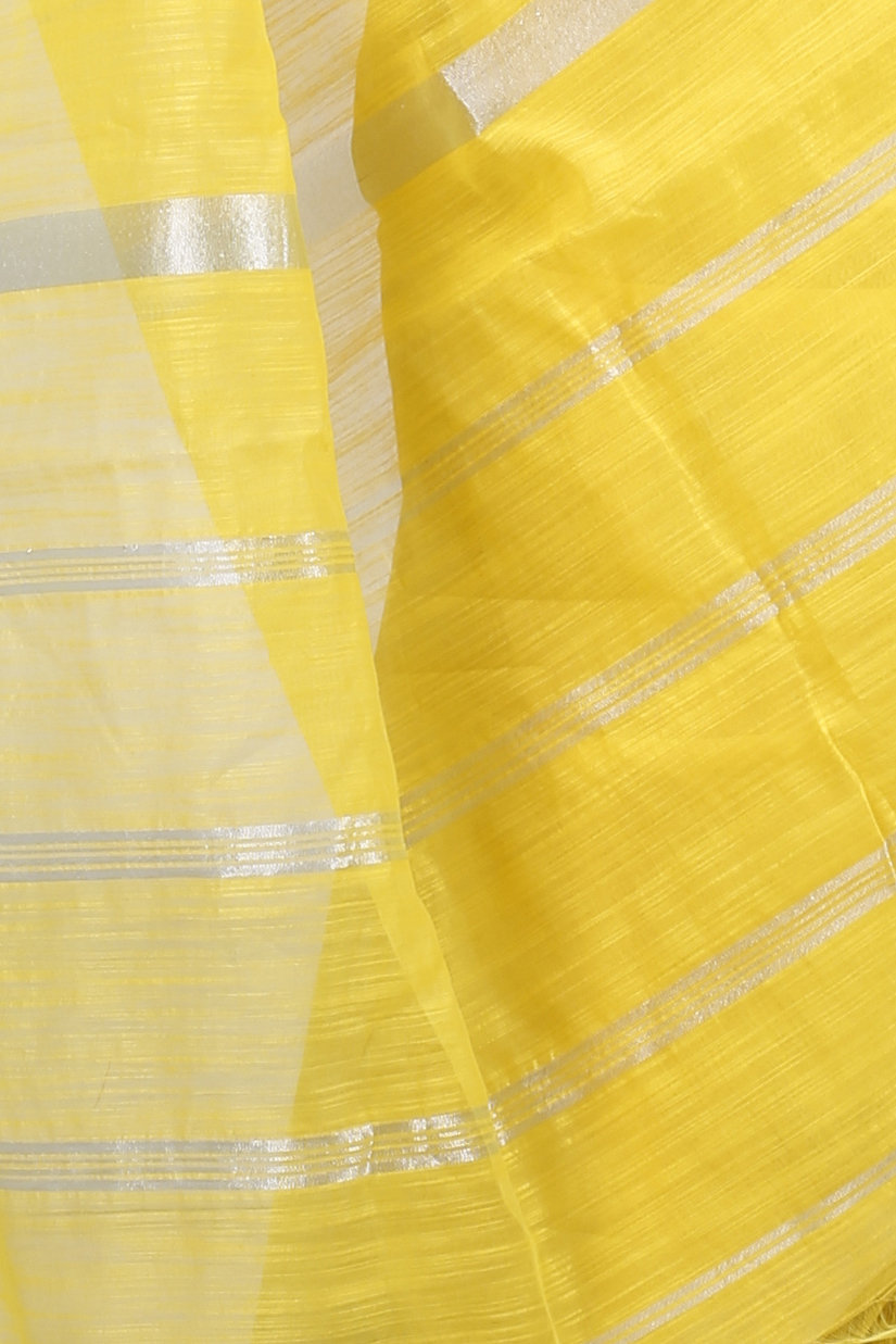 Yellow Blended Cotton Toshini Hand Loom Saree (1181)